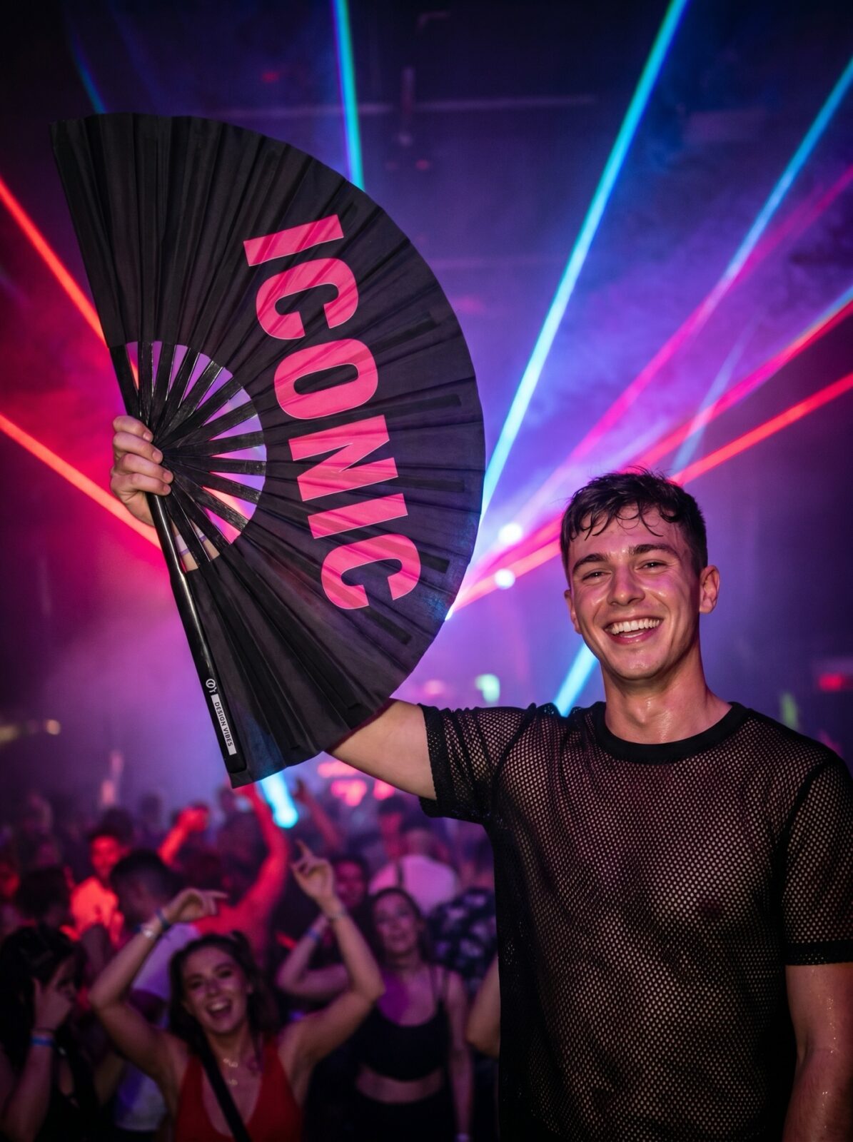 Wentylator festiwalowy „ICONIC” w kolorze czarnym/różowym – Rave Statement – Widok 2