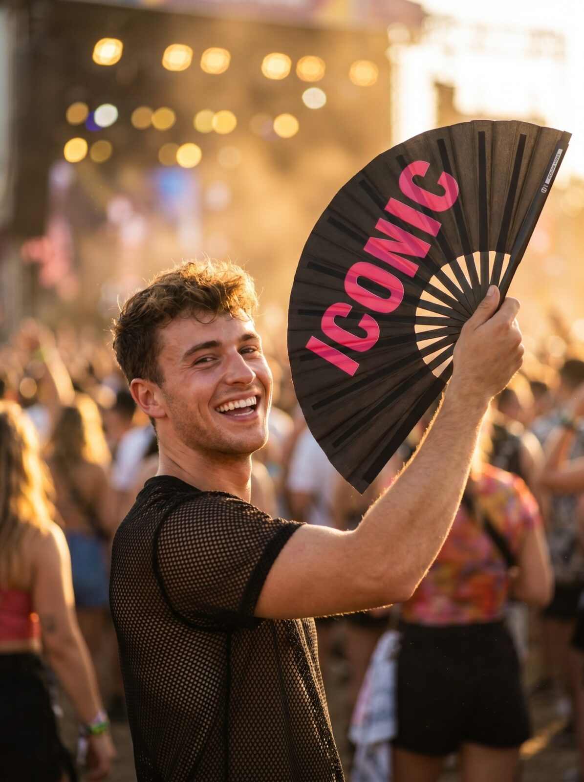 Wentylator festiwalowy „ICONIC” w kolorze czarnym/różowym – Rave Statement – Widok 3