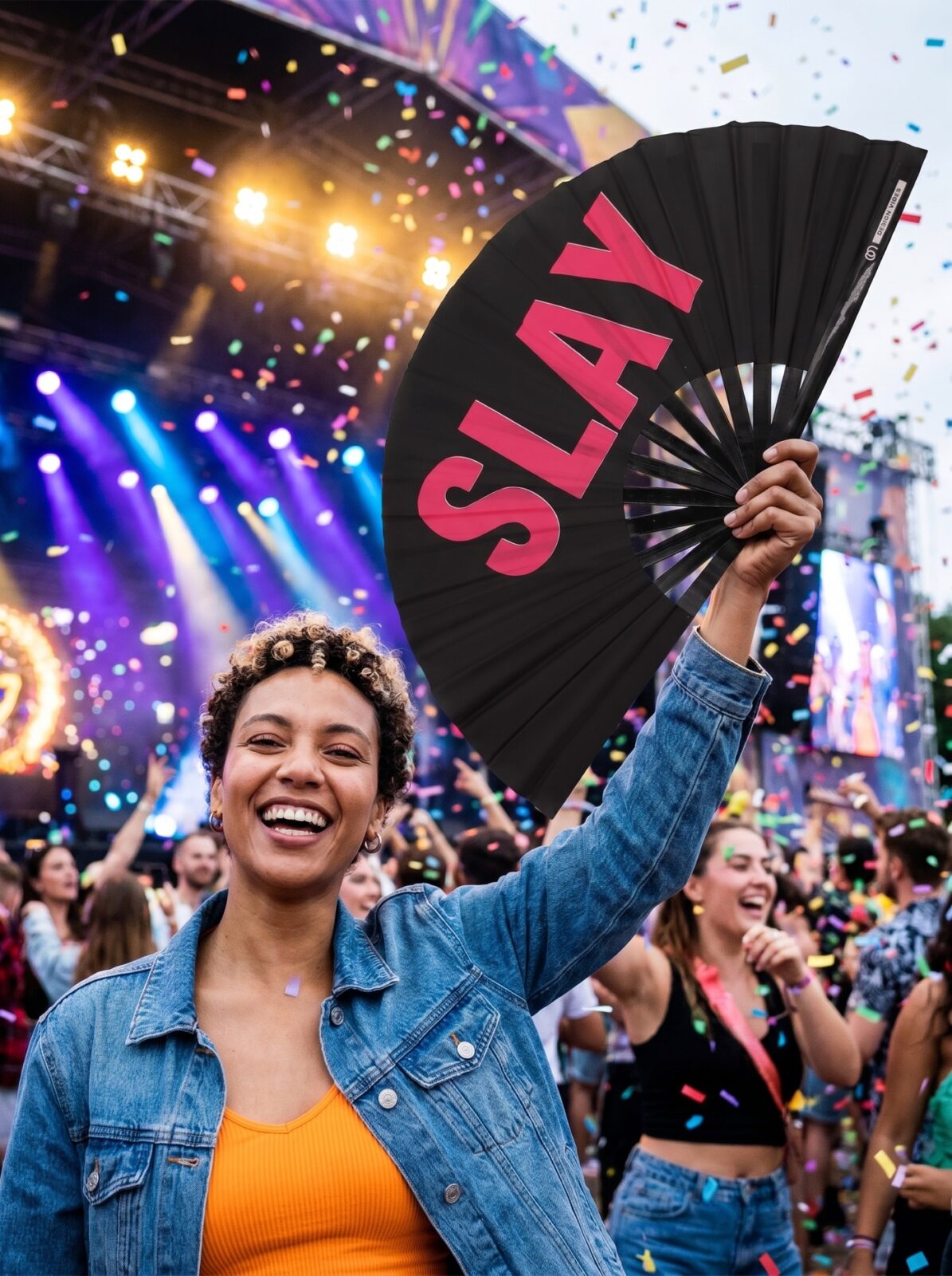 Wentylator festiwalowy „SLAY” w kolorze czarnym/różowym – akcesorium CSD & Rave – Widok 4