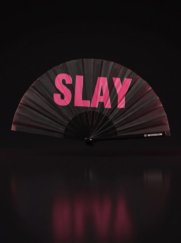 Wentylator festiwalowy "SLAY" w kolorze czarnym/różowym - akcesorium CSD & Rave