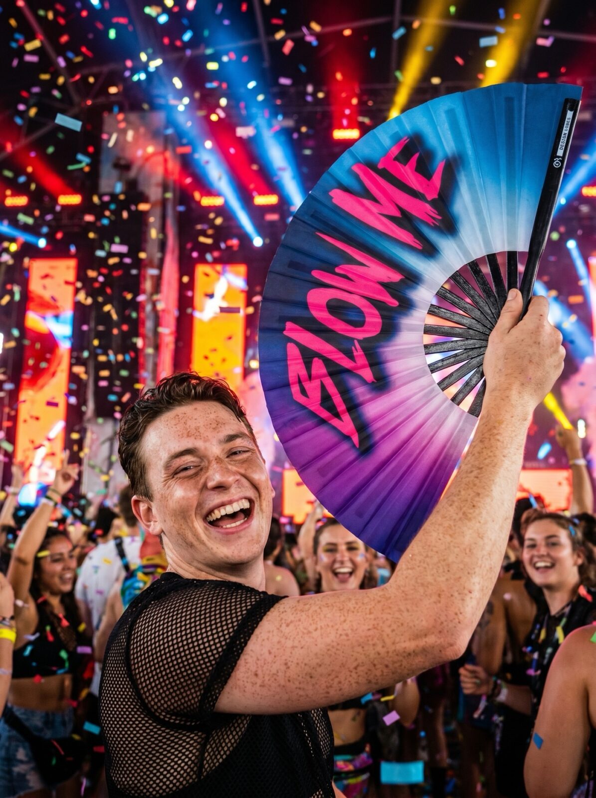 Wentylator festiwalowy „BLOW ME” w kolorze fioletowo-niebieskim – akcesorium Rave & CSD – Widok 4
