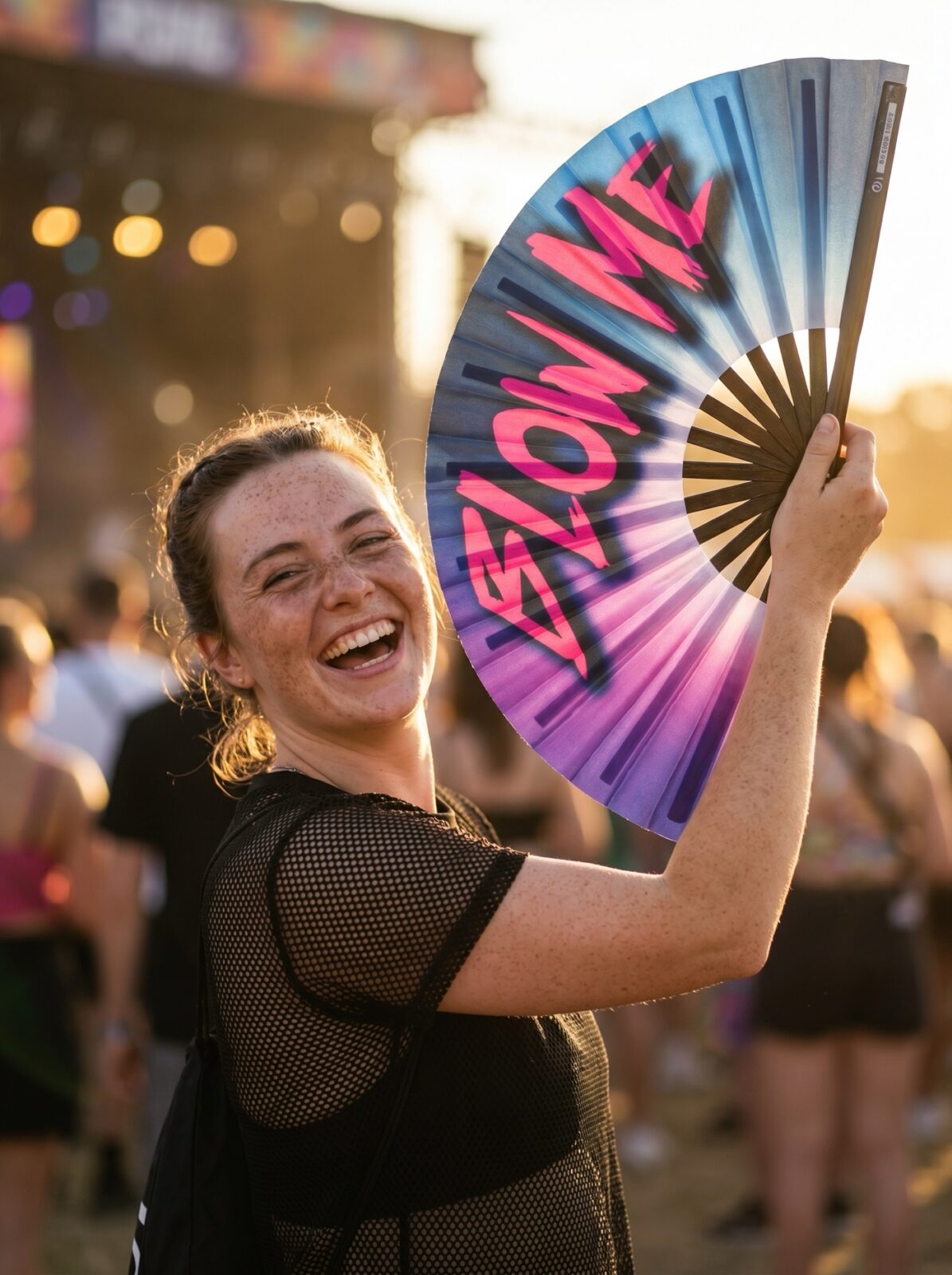 Wentylator festiwalowy „BLOW ME” w kolorze fioletowo-niebieskim – akcesorium Rave & CSD – Widok 3
