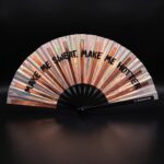 Festival Fan „MAKE ME SWEAT” holograficzne różowe złoto – Rave – Widok 1