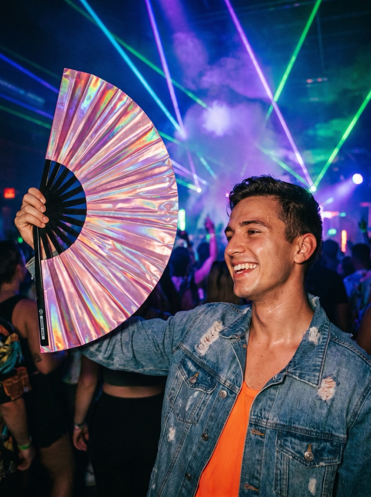 Festival Fan holograficzny róż – opalizujące akcesorium Pride – Widok 2