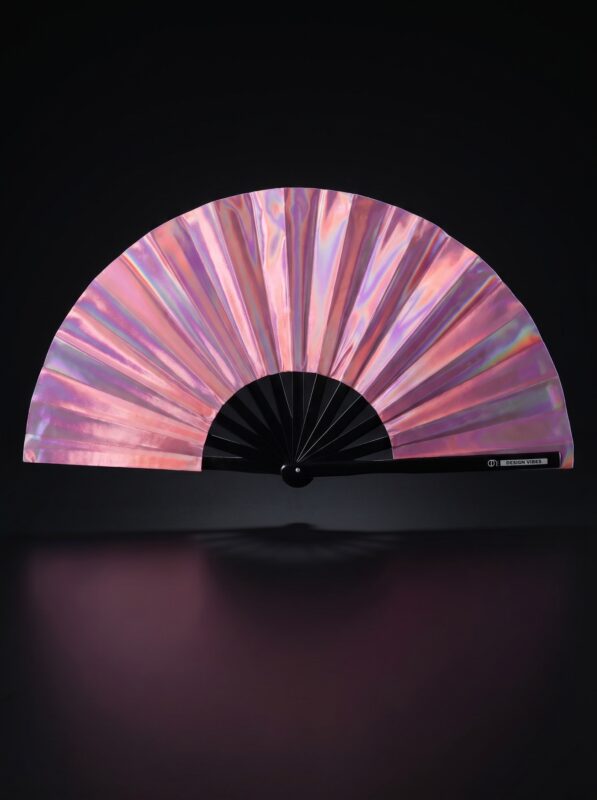 Festival Fan holograficzny róż - opalizujące akcesorium Pride