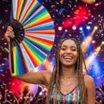 Festival-Fächer Pride Regenbogen-Streifen, CSD & Pride Accessoire, Widok 4
