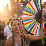 Festival-Fächer Pride Regenbogen-Streifen, CSD & Pride Accessoire, Widok 3