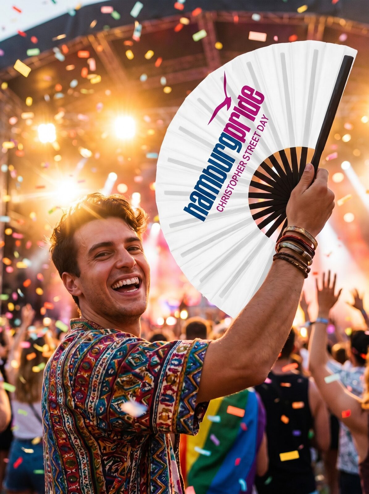 Festival-Fächer Hamburg Pride CSD in Weiß, Logo-Edition, Widok 4