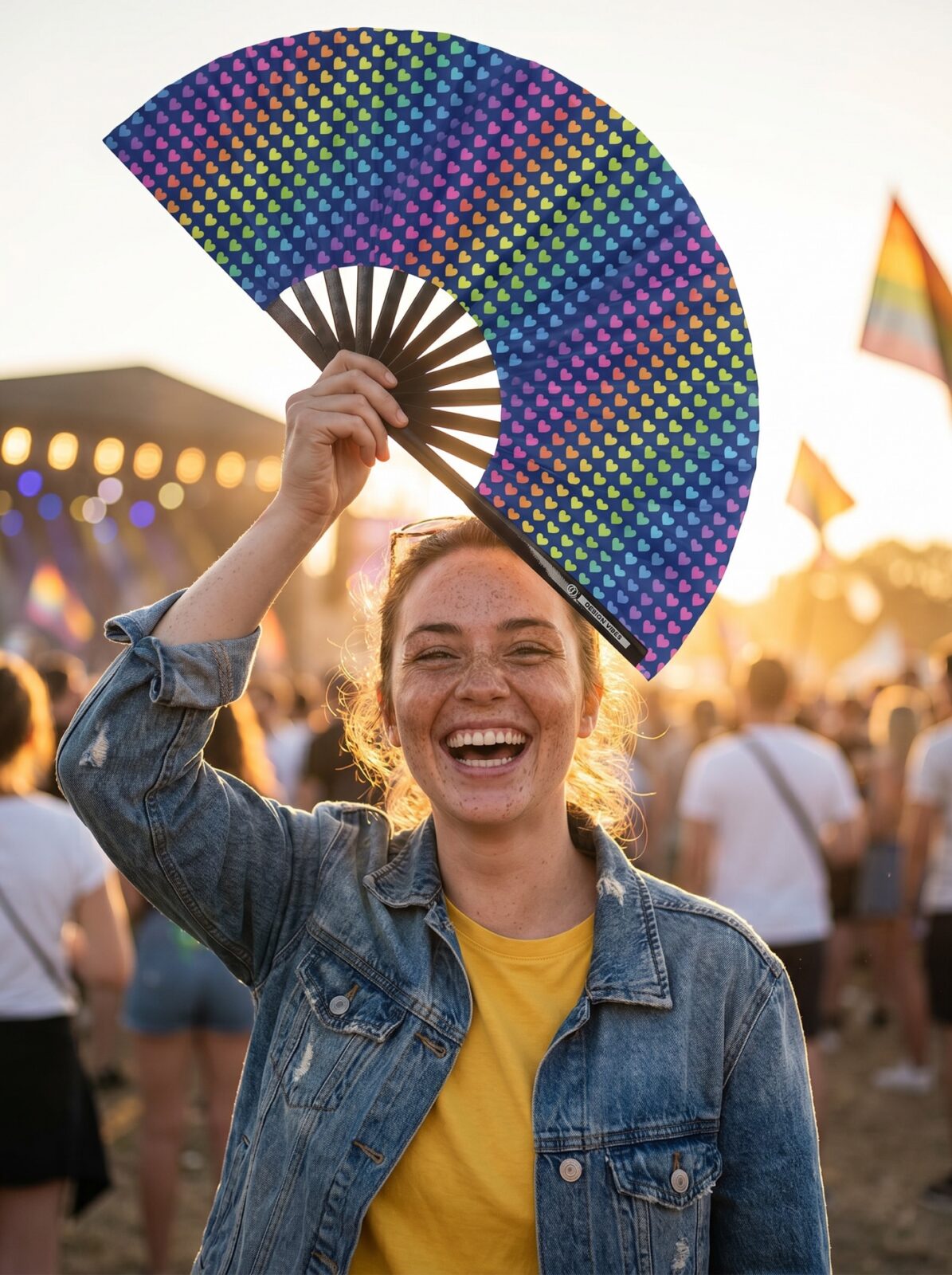 Fan Festival granatowy z tęczowymi sercami – CSD & Pride – Widok 3