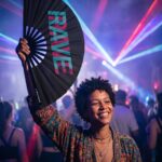Wentylator Festival Fan „Rave” czarny turkusowo-różowy – akcesorium Techno & Rave – Widok 2