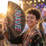 Wentylator Festival Fan „Rave” czarny turkusowo-różowy – akcesorium Techno & Rave – Widok 3