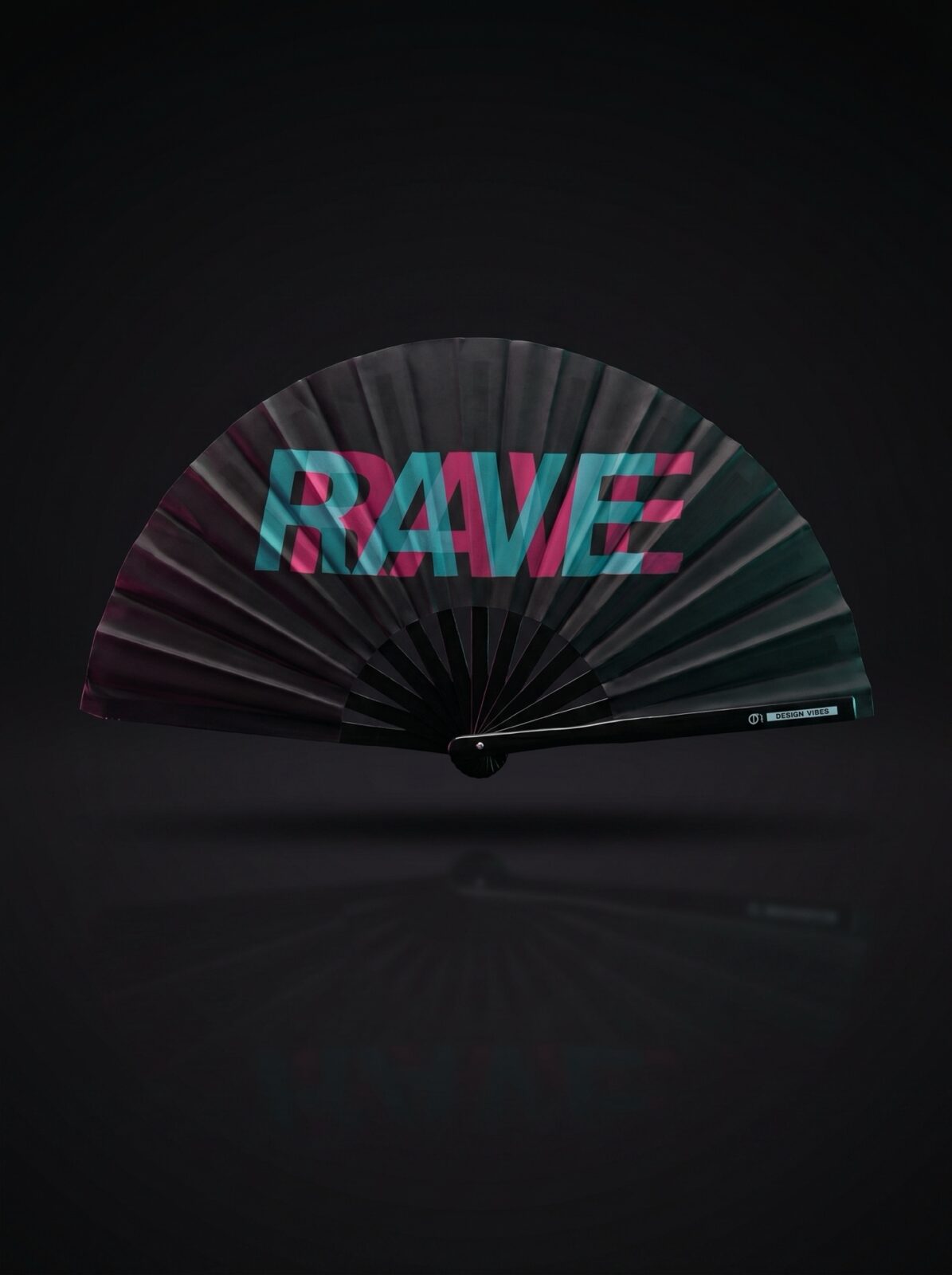 Wentylator Festival Fan „Rave” czarny turkusowo-różowy – akcesorium Techno & Rave