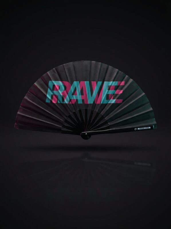 Wentylator Festival Fan "Rave" czarny turkusowo-różowy - akcesorium Techno & Rave