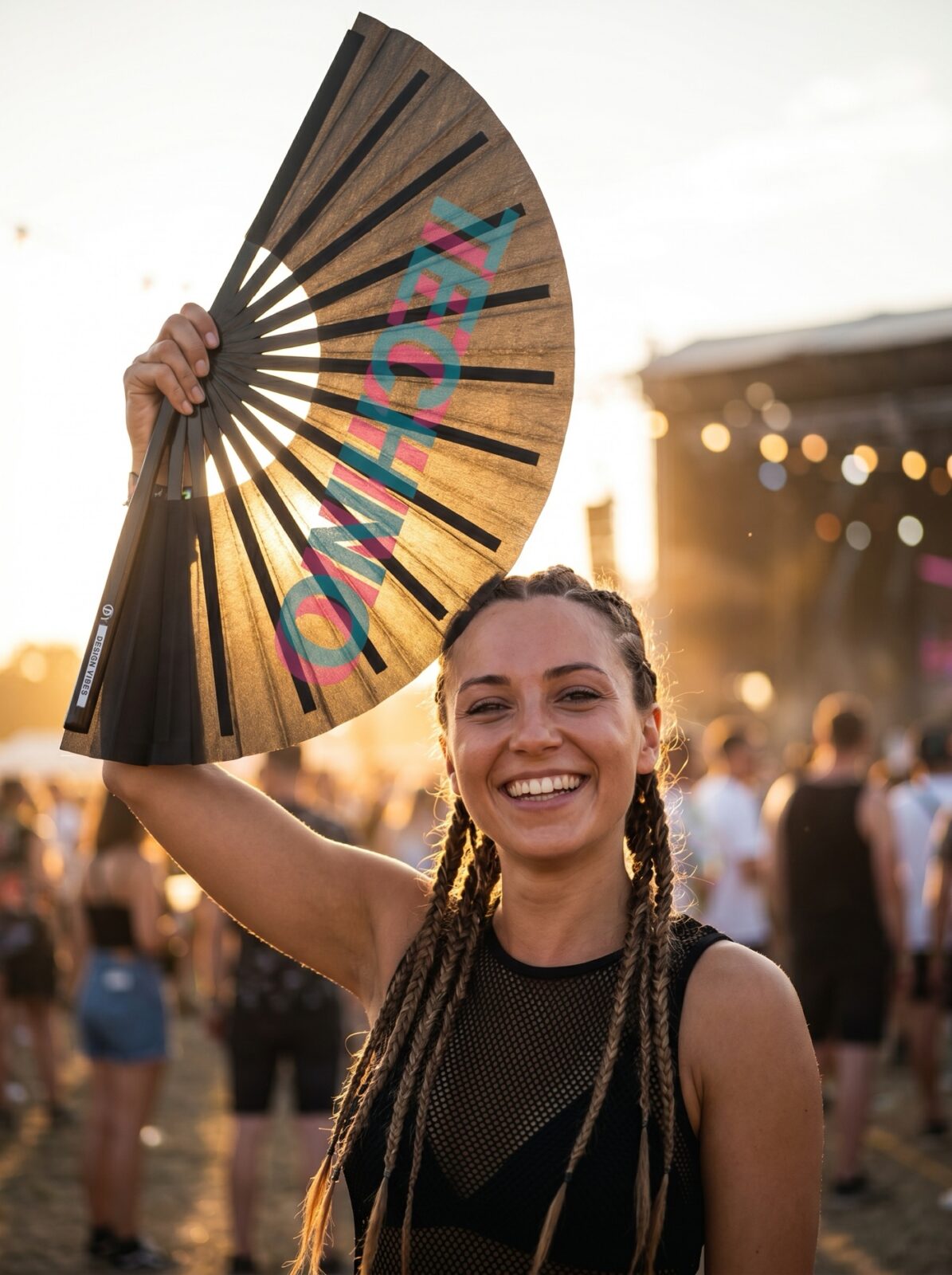 Festival Fan „Techno” Black Teal-Pink – Techno & Rave – Widok 3