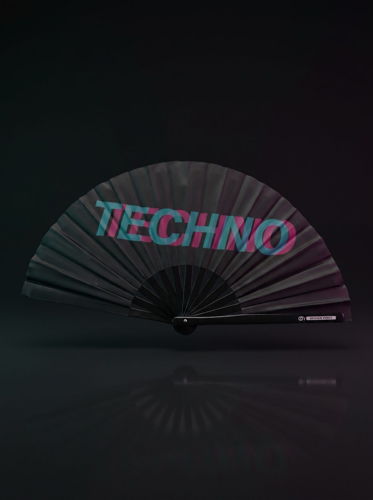 Festival Fan „Techno” Black Teal-Pink – Techno & Rave