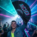 Wentylator Festival Fan „ACID” czarny turkusowo-różowy – akcesorium Techno & Rave – Widok 2