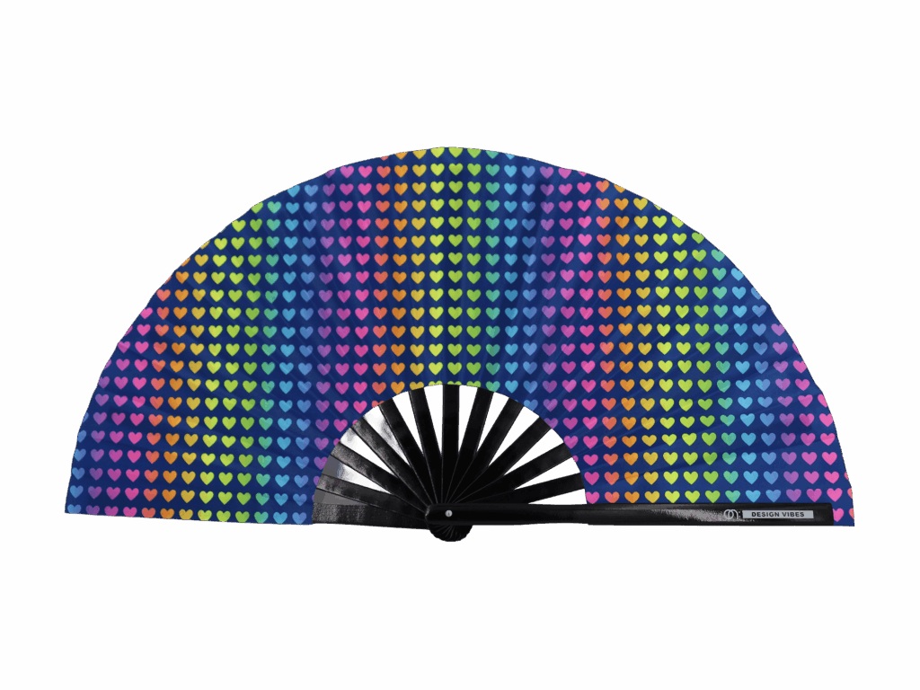 Ciemnoniebieski Festival Fan z tęczowymi sercami na Pride