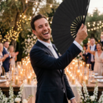 Wachlarz festiwalowy czarny brokat – eleganckie akcesorium na rave i Pride – Widok 7