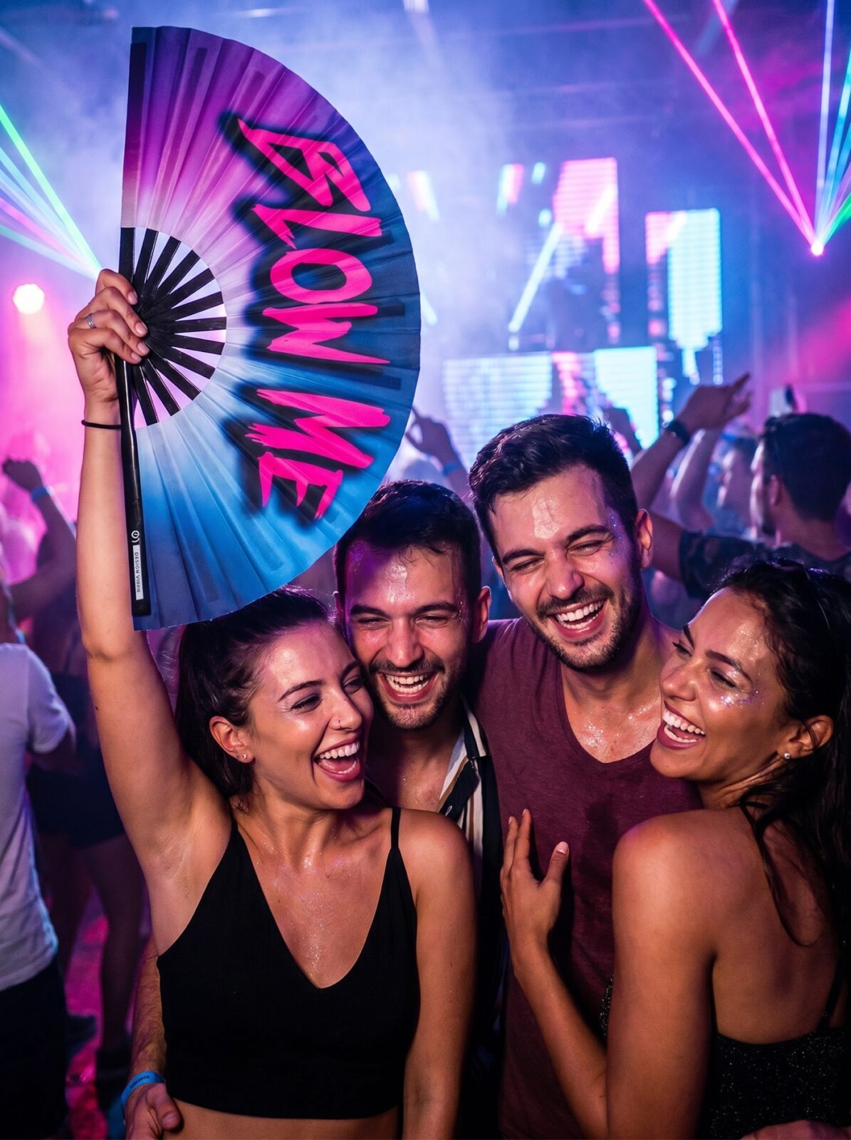 Wentylator festiwalowy „BLOW ME” w kolorze fioletowo-niebieskim – akcesorium Rave & CSD – Widok 5