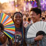 Wachlarz festiwalowy srebrny brokat – błyszczące akcesorium na rave i Pride – Widok 6