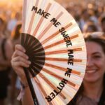 Festival Fan „MAKE ME SWEAT” holograficzne różowe złoto – Rave – Widok 3