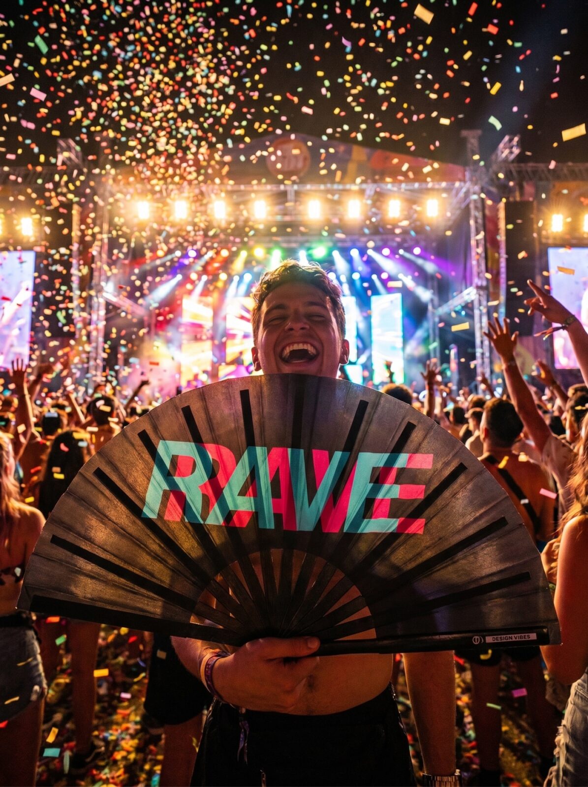 Wentylator Festival Fan „Rave” czarny turkusowo-różowy – akcesorium Techno & Rave – Widok 6