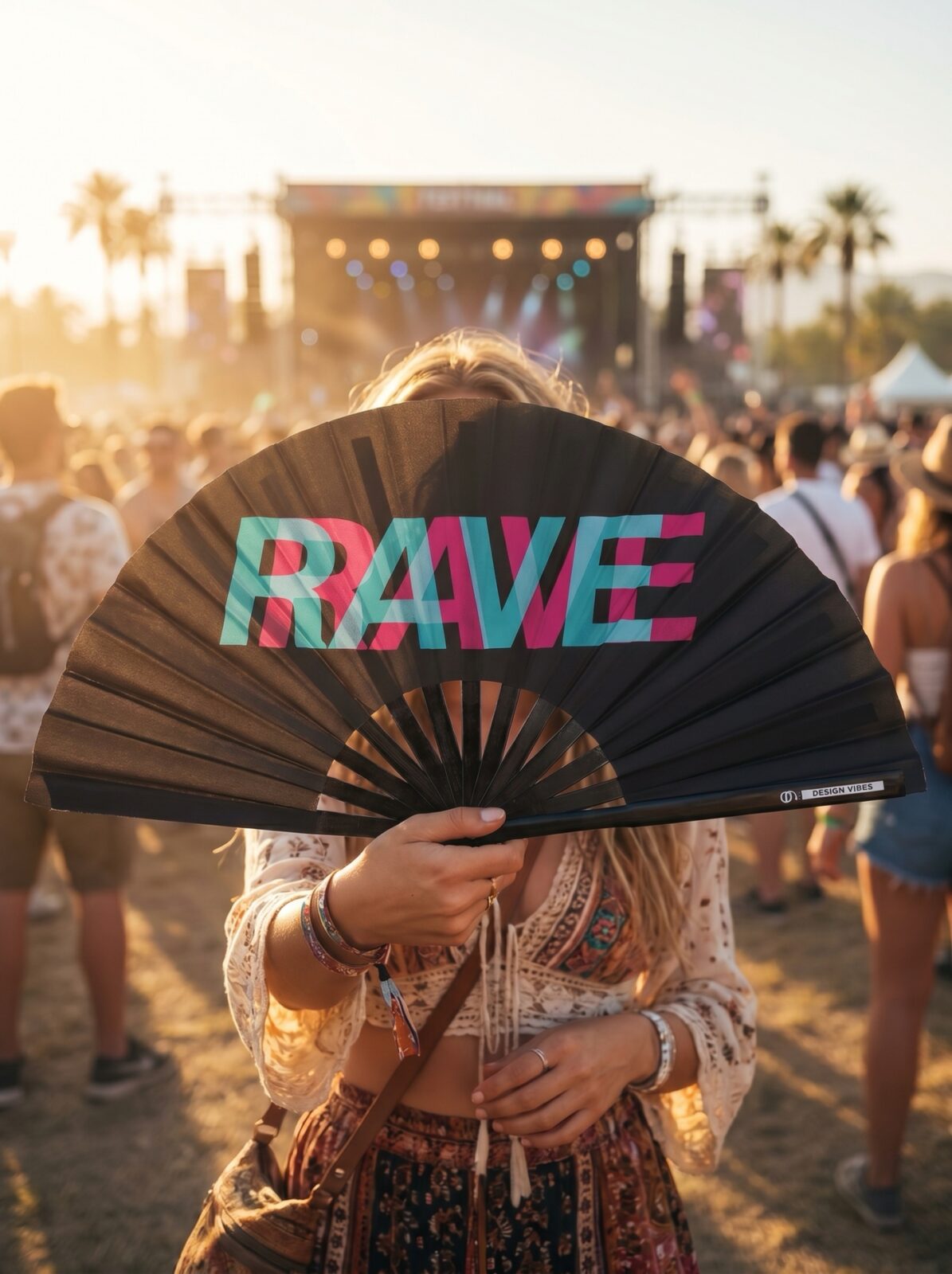 Wentylator Festival Fan „Rave” czarny turkusowo-różowy – akcesorium Techno & Rave – Widok 5