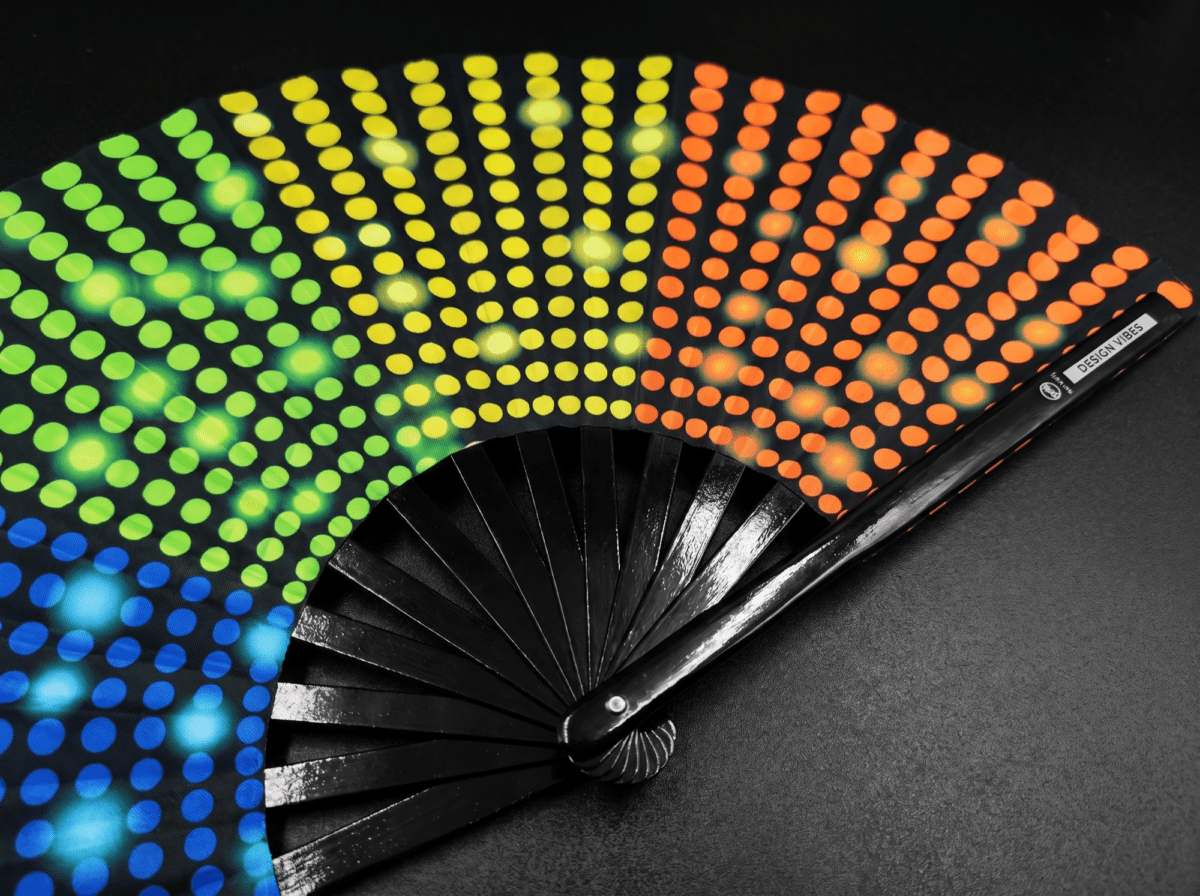 Festival Fan, czarny z tęczowymi kropkami, Rave & CSD, Widok 8
