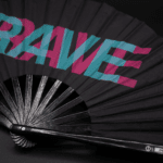 Festival Fan „RAVE”, czarny, turkusowo-różowy, akcesorium w stylu Techno i Rave, Widok 8