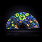 Festival Fan z neonowymi, kwaśnymi uśmiechami w kolorze czarnym, idealne na Techno i Rave, Widok 1