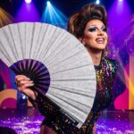 Festival Fan, srebrny z brokatem, błyszczące akcesorium na Rave i CSD, Widok 5