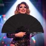 Festival Fan, czarny z brokatem, eleganckie akcesorium na Rave i CSD, Widok 5