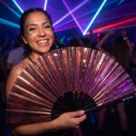 Festival Fan holograficzny, przezroczysty, w kolorze bordowym, na festiwale i Rave, Widok 2