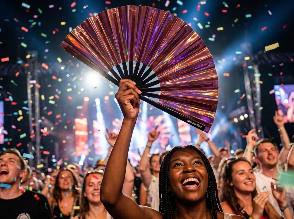 Festival Fan holograficzny, przezroczysty, w kolorze bordowym, na festiwale i Rave, Widok 4