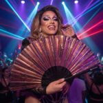 Festival Fan holograficzny, przezroczysty, w kolorze bordowym – na festiwale i Rave, Widok 5