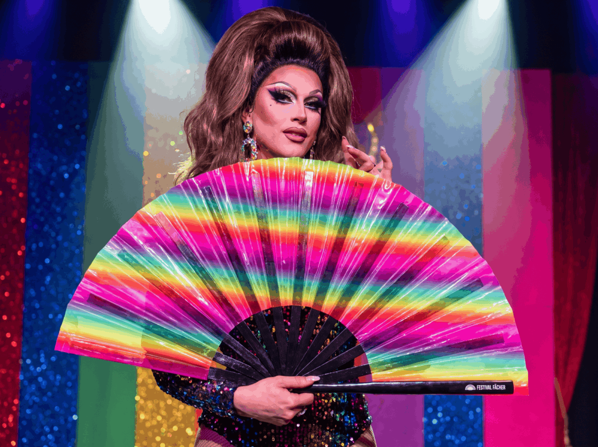 Transparentny Festival Fan z tęczowymi paskami na CSD i Pride, Widok 5