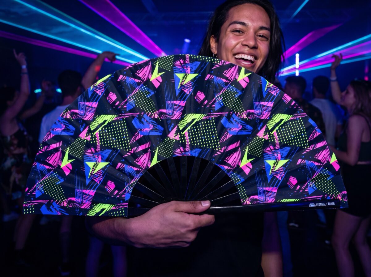 Festival Fan „Neon-Geometria”, czarny, na imprezy Techno i Rave, Widok 2