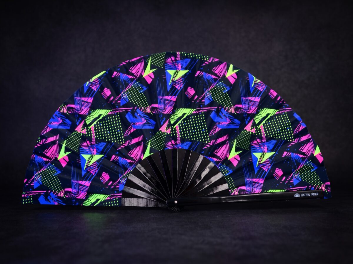 Festival Fan „Neon-Geometria”, czarny, na imprezy Techno i Rave, Widok 5