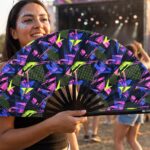 Festival Fan „Neon-Geometria”, czarny, na imprezy Techno i Rave, Widok 3