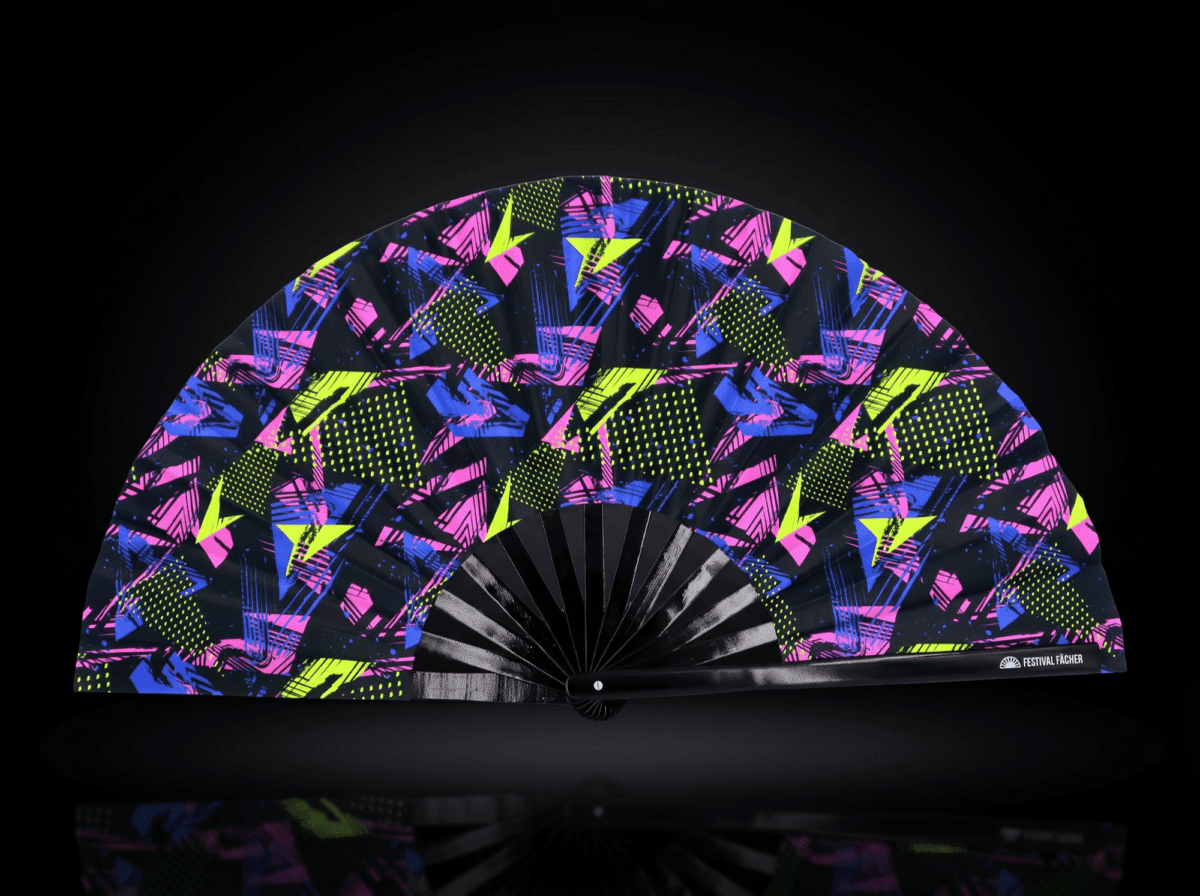 Festival Fan „Neon-Geometria”, czarny, na imprezy Techno i Rave