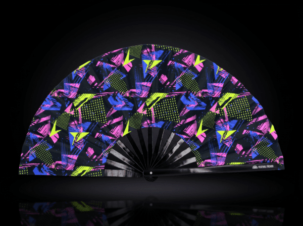 Festival Fan „Neon-Geometria”, czarny, na imprezy Techno i Rave