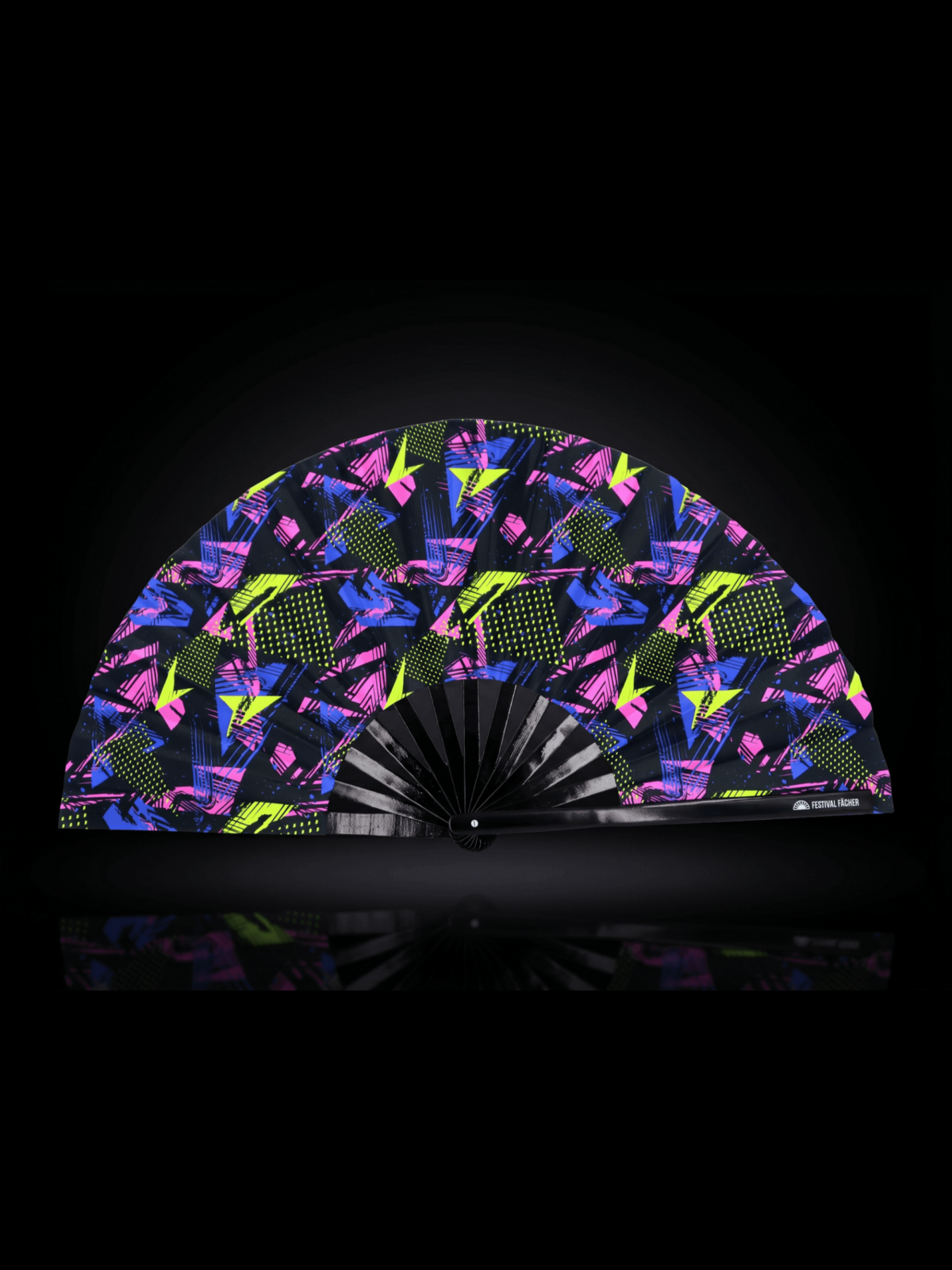 Festival Fan „Neon-Geometria” – czarny, na imprezy Techno i Rave
