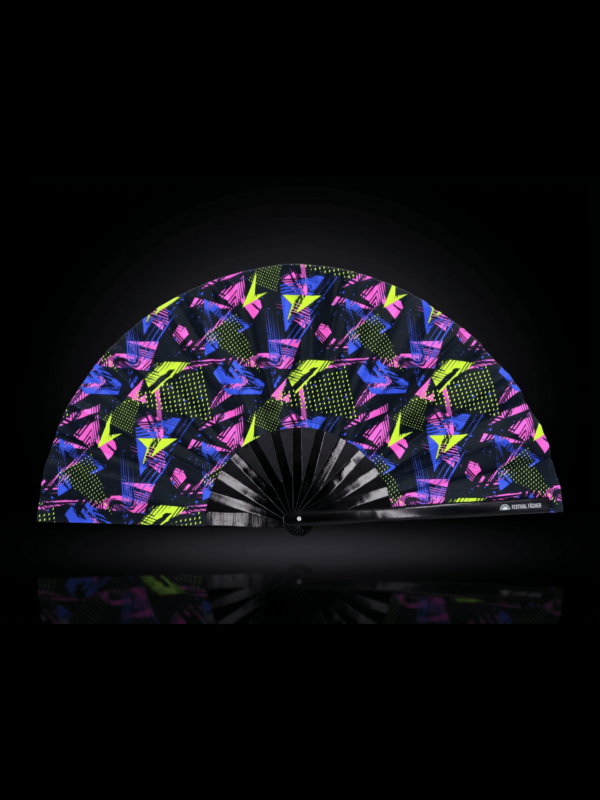 Festival Fan „Neon-Geometria”, czarny, na imprezy Techno i Rave