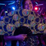 Festival Fans z neonowymi kółkami w kolorze czarnym, na Techno i Rave, Widok 2