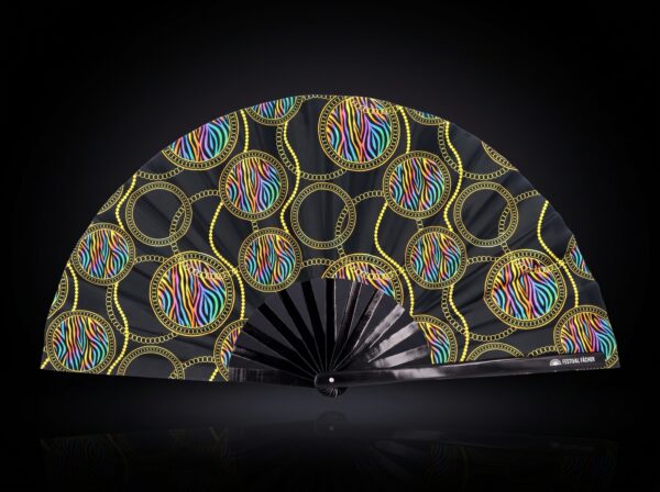 Festival Fans z neonowymi kółkami w kolorze czarnym, na Techno i Rave