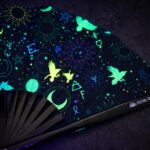 Festival Fan okultystycznymi symbolami, neonowo-czarne, na psytrance i Rave, Widok 5