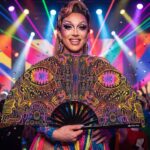Festival Fan z neonowymi wzorami w kolorze czarnym – do psytrance’u i goa, Widok 5