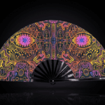 Festival Fan z neonowymi wzorami w kolorze czarnym, do psytrance’u i goa, Widok 1