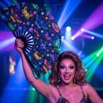 Festival Fan z neonowymi motylami – czarne, na Rave i pod światło ultrafioletowe, Widok 5