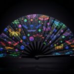 Festival Fan z neonowymi motylami, czarne, na Rave i pod światło ultrafioletowe, Widok 1
